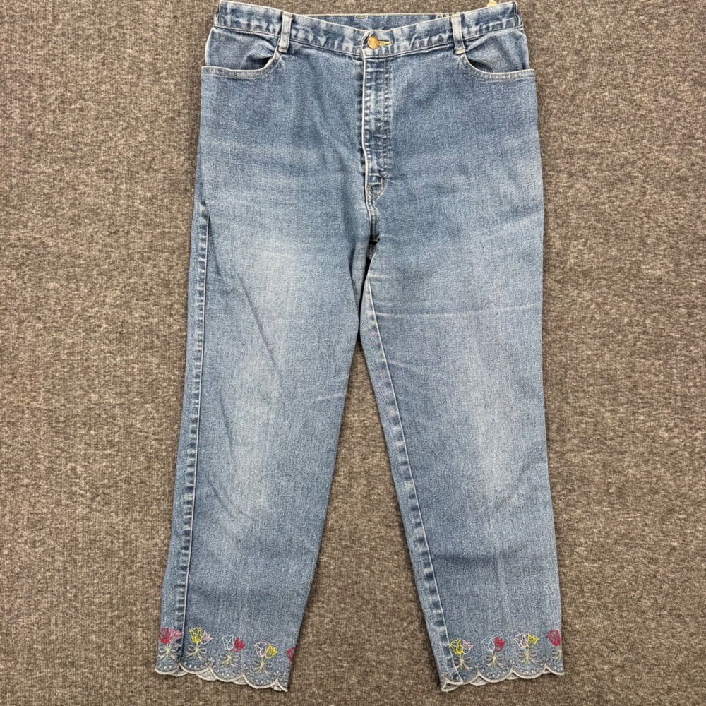 Longchacha of Lucky Litter Vintage 11 High Waisted Floral Embroidered Jeans Blue